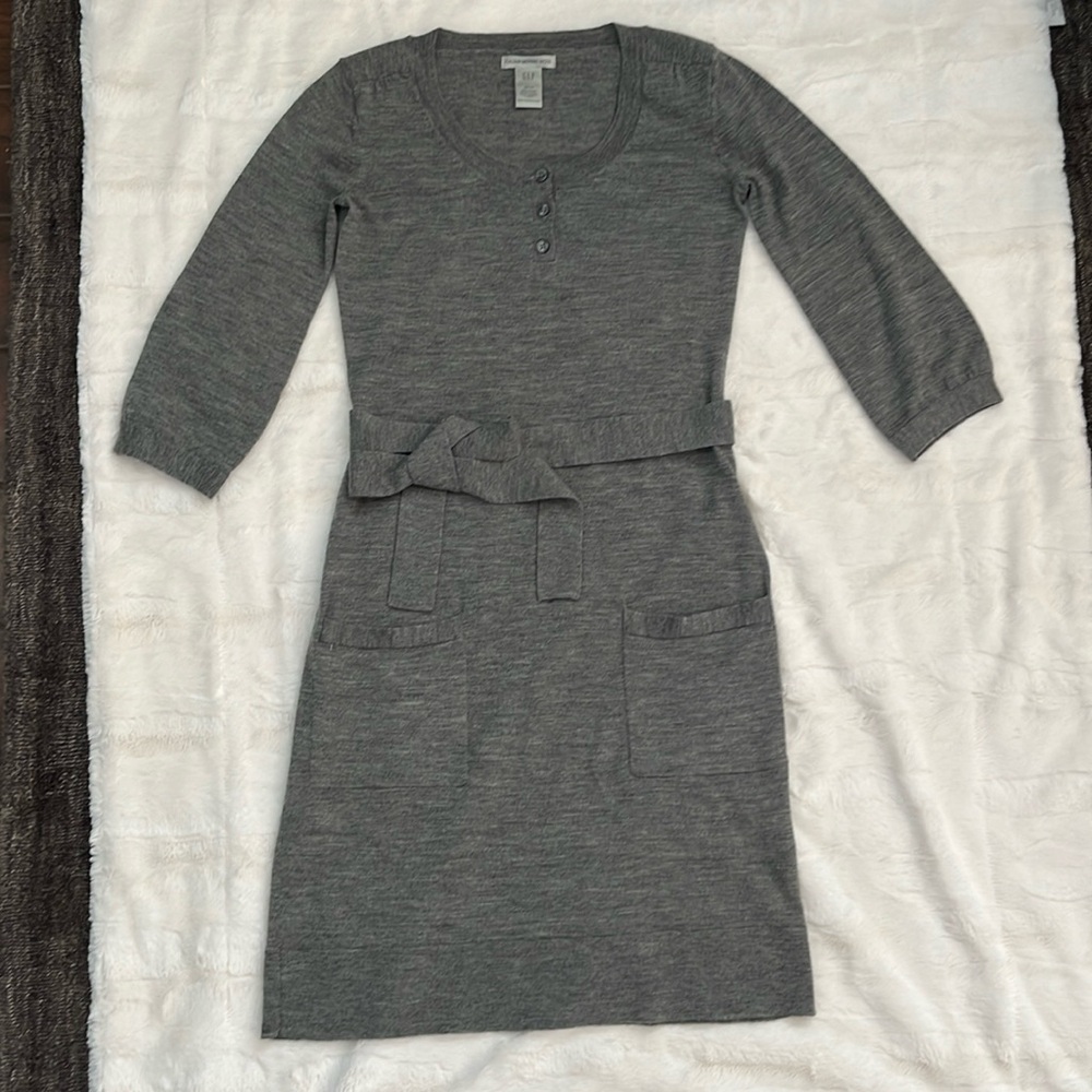 Gap Merino wool sweater shirtdress nursing friendly grey